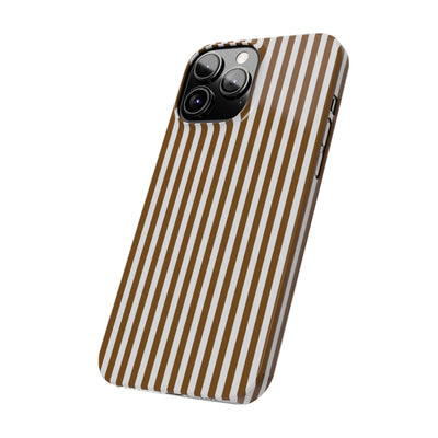Slim Mocca Brown Striped Cute Phone Case for Iphone 16 - | iPhone 15 Pro Max Case | iPhone 14 Case Iphone 13 12 11 10 9 8 7 XS X Gift for Her - Studio40ParkLane