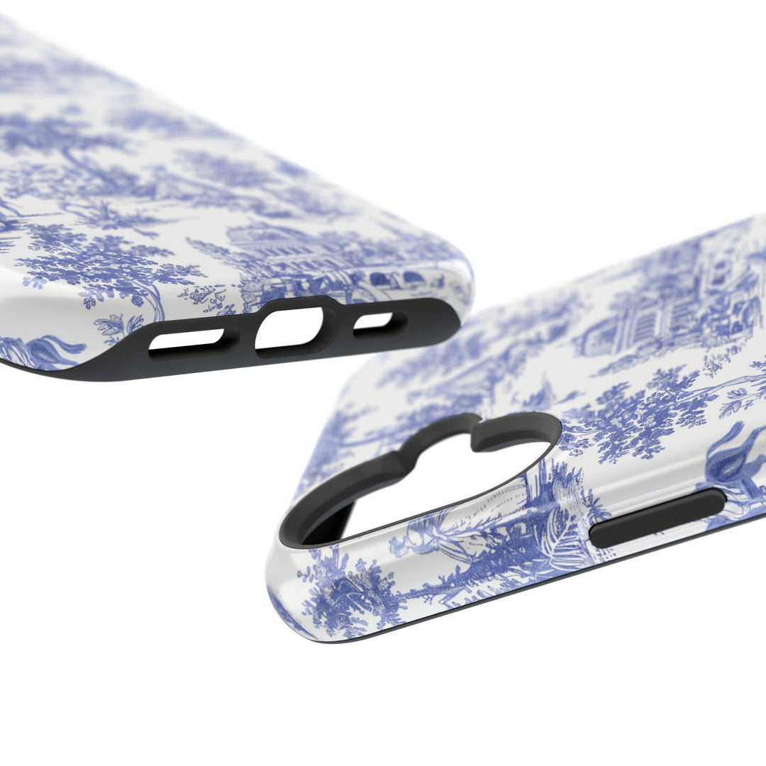 Blue Toile Magnetic Impact-Resistant Cute Phone Case for Iphone 16, iPhone 15 Pro Max Plus 14, 13, 12, 11 Gift for her - Studio40ParkLane