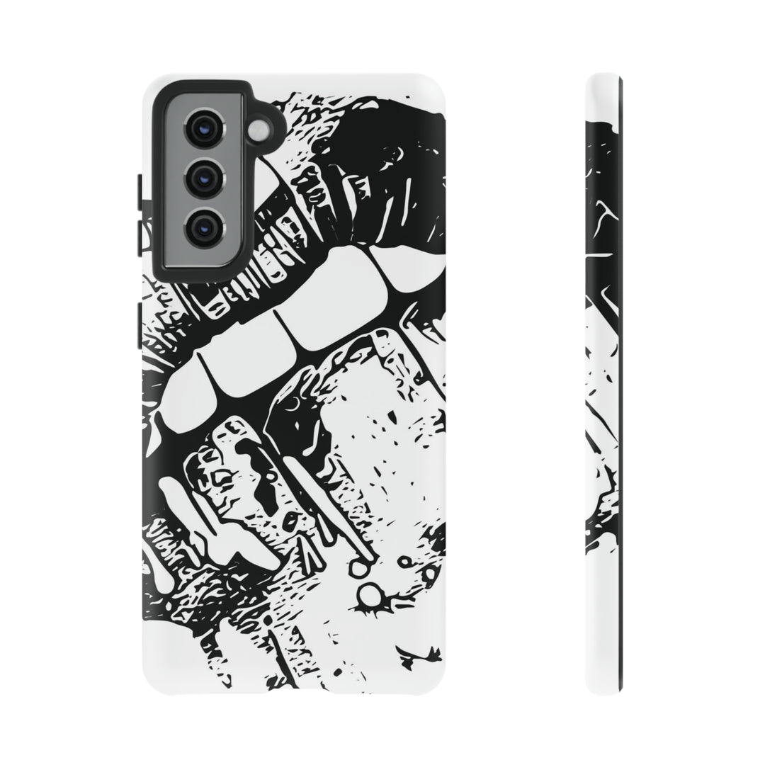 Cute Samsung Phone Case | Aesthetic Samsung Phone Case | Smile Lips Black White | Galaxy S23, S22, S21, S20 | Luxury Double Layer | Cool - Studio40ParkLane