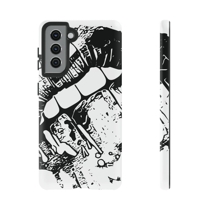 Cute Samsung Phone Case | Aesthetic Samsung Phone Case | Smile Lips Black White | Galaxy S23, S22, S21, S20 | Luxury Double Layer | Cool - Studio40ParkLane