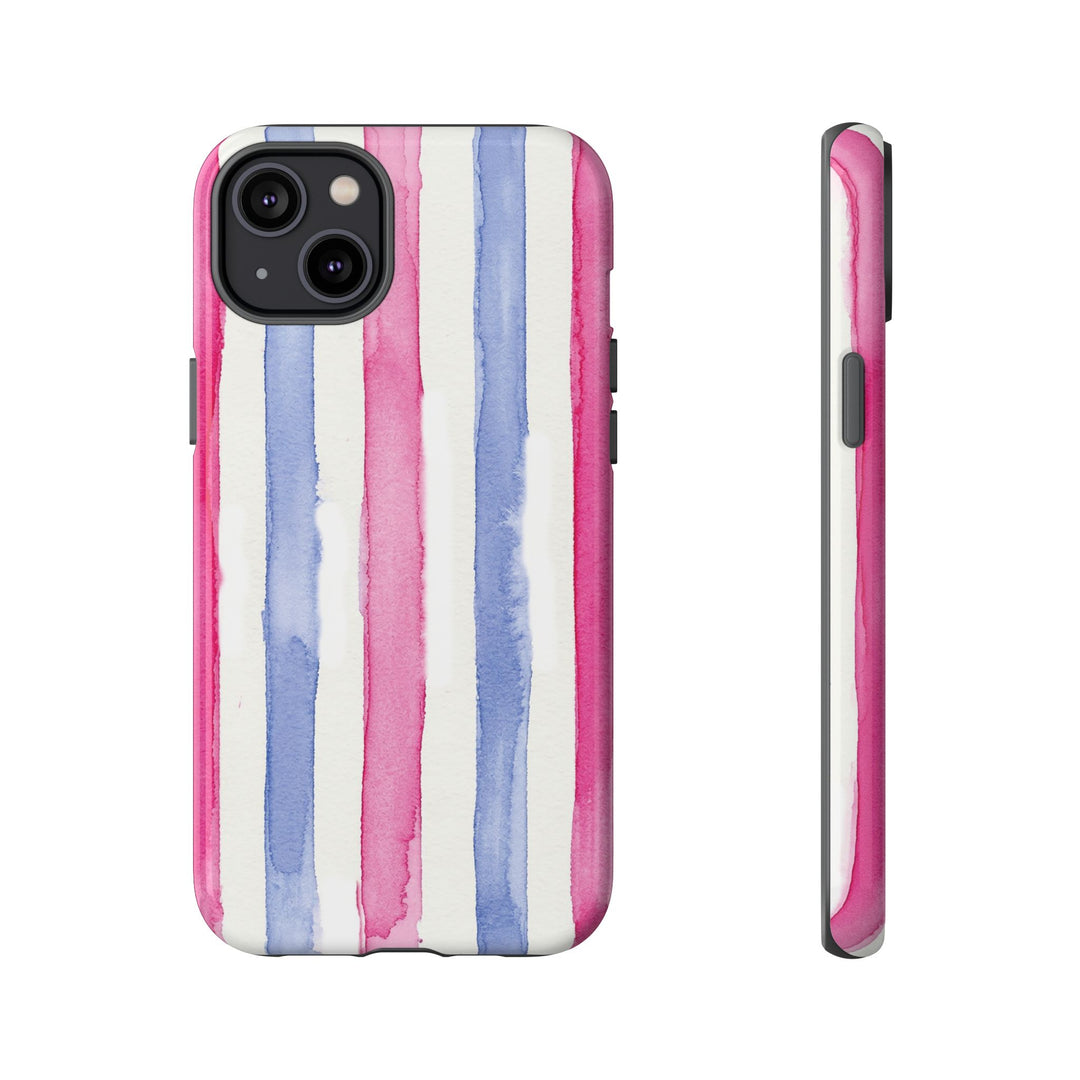 Tough Cute Pink Blue Stripes Phone Case, for IPhone 17 Pro Max | Iphone 17 Air, Iphone 16, IPhone 15, 14 13 12, Samsung Galaxy S26, S25, S24, S23 - Studio40ParkLane