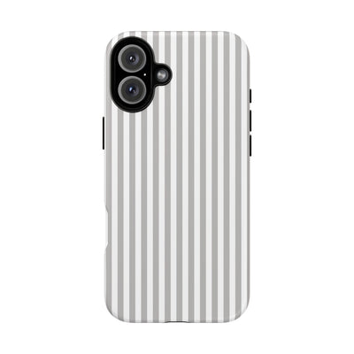 Tough Premium Ash Grey Stripes Phone Case Gift for Her - For Apple iPhone 16 Pro Max 16e iPhone 15 Pro iPhone Iphone 14 Plus 13 Pro 12 SE XR - Studio40ParkLane