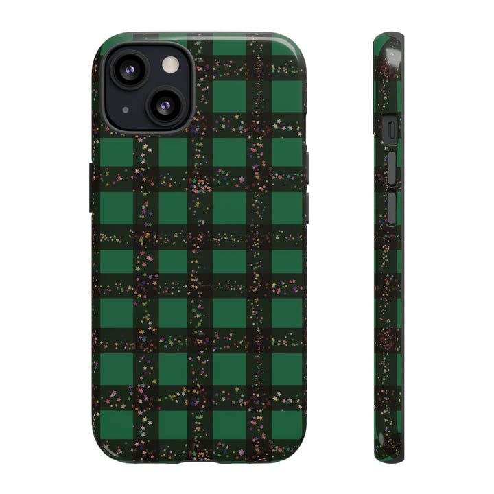 Cute IPhone Case | iPhone 15 Case | iPhone 15 Pro Max Case, Iphone 14 Case, Iphone 14 Pro Max Case IPhone Case for Art Lovers, Green Festive Plaid - Studio40ParkLane