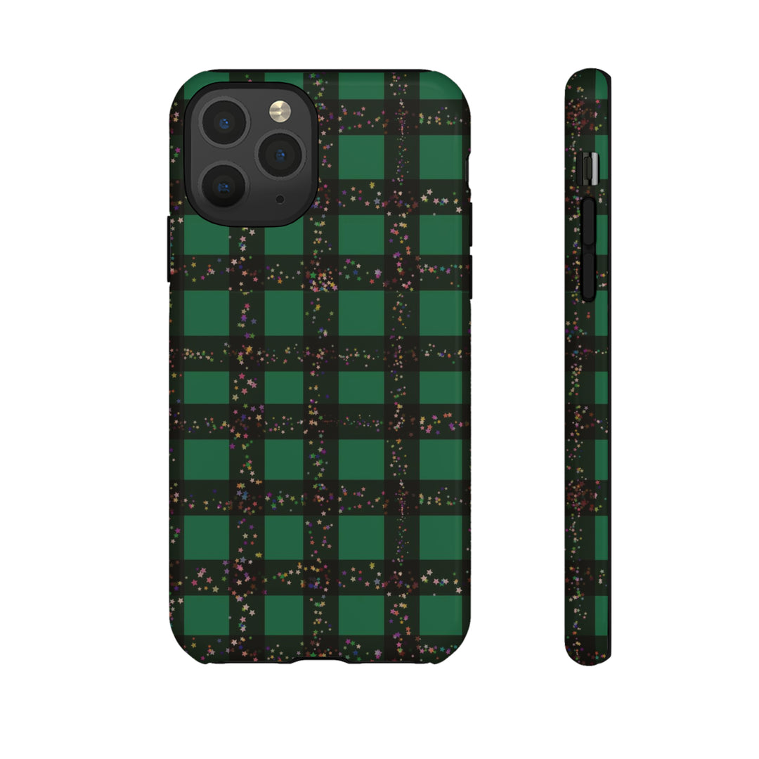 Cute IPhone Case | iPhone 15 Case | iPhone 15 Pro Max Case, Iphone 14 Case, Iphone 14 Pro Max Case IPhone Case for Art Lovers, Green Festive Plaid - Studio40ParkLane
