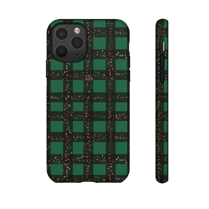 Cute IPhone Case | iPhone 15 Case | iPhone 15 Pro Max Case, Iphone 14 Case, Iphone 14 Pro Max Case IPhone Case for Art Lovers, Green Festive Plaid - Studio40ParkLane
