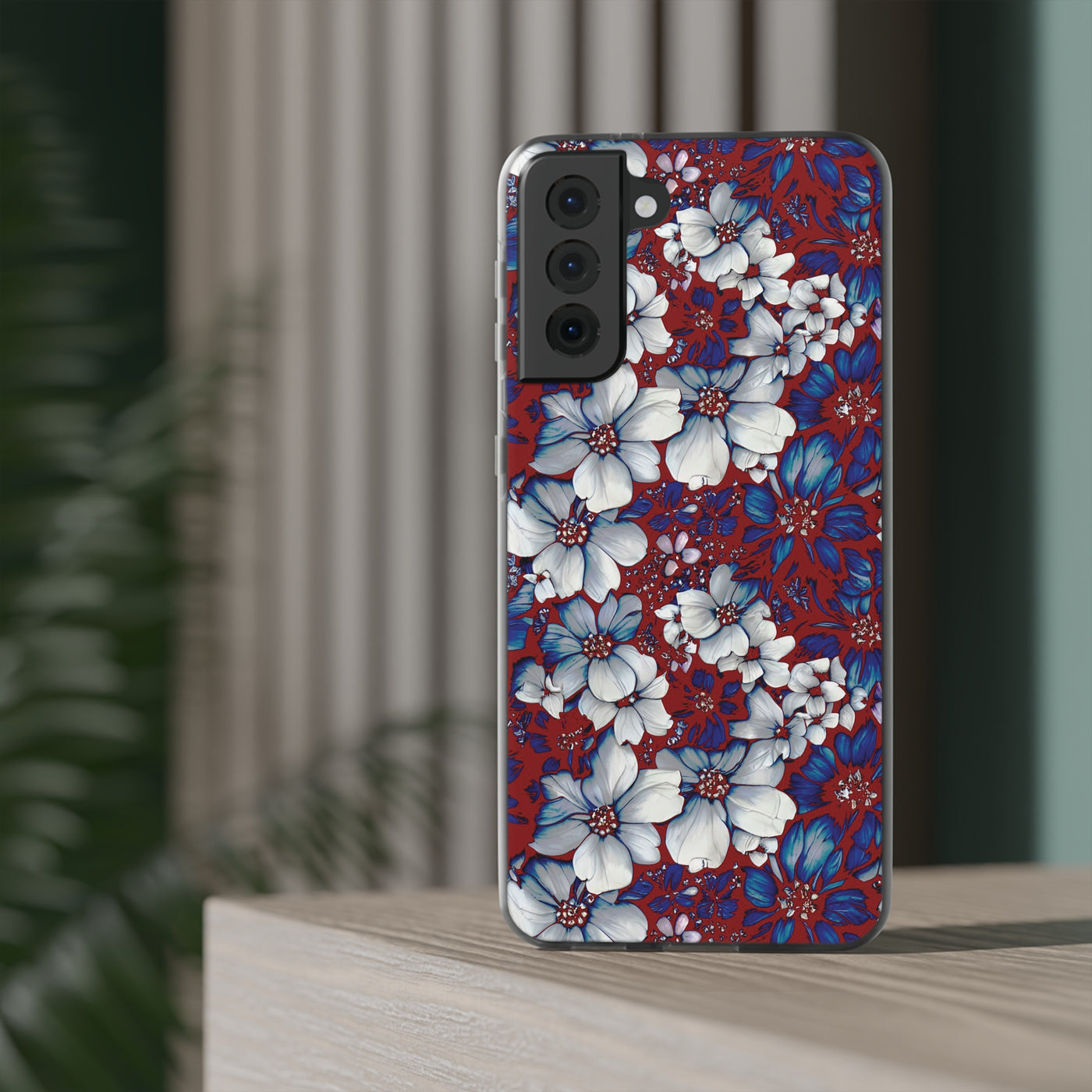 Cute Flexi Samsung Phone Cases, Red Blue Flowers Galaxy S23 Phone Case, Samsung S22 Case, Samsung S21 Case, S20 Plus