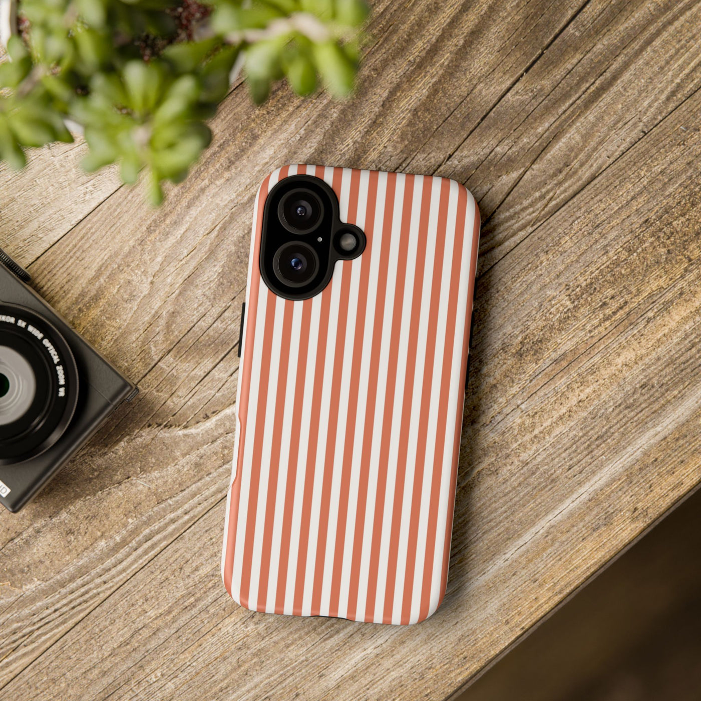 Tough Premium Peach Stripes Phone Case Gift for Her - For Apple iPhone 16 Pro Max 16e iPhone 15 Pro iPhone Iphone 14 Plus 13 Pro 12 SE XR - Studio40ParkLane