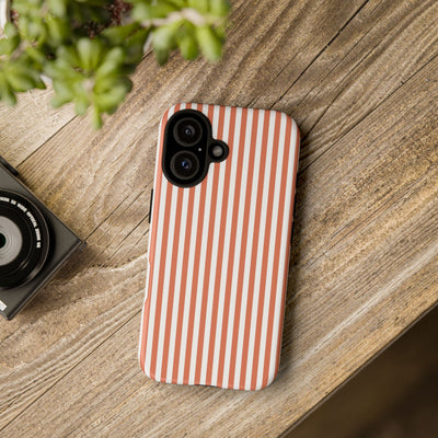 Tough Premium Peach Stripes Phone Case Gift for Her - For Apple iPhone 16 Pro Max 16e iPhone 15 Pro iPhone Iphone 14 Plus 13 Pro 12 SE XR - Studio40ParkLane