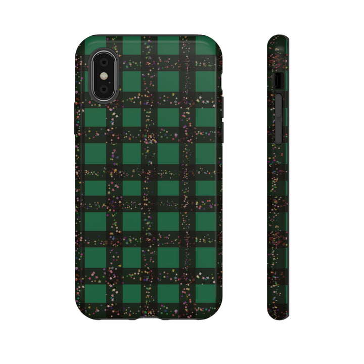 Cute IPhone Case | iPhone 15 Case | iPhone 15 Pro Max Case, Iphone 14 Case, Iphone 14 Pro Max Case IPhone Case for Art Lovers, Green Festive Plaid - Studio40ParkLane