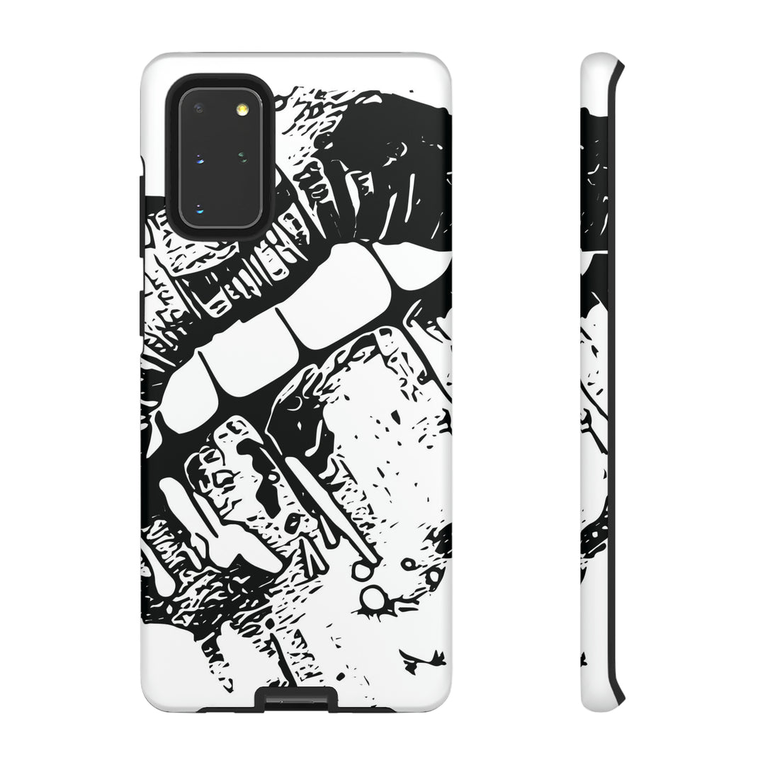 Cute Samsung Phone Case | Aesthetic Samsung Phone Case | Smile Lips Black White | Galaxy S23, S22, S21, S20 | Luxury Double Layer | Cool - Studio40ParkLane