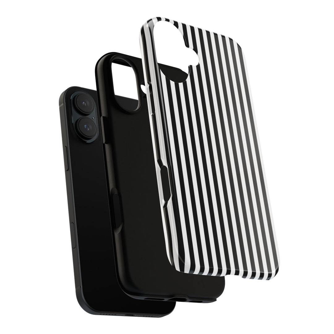 Tough Premium Black White Stripes Phone Case Gift for Her - For Apple iPhone 16 Pro Max 16e iPhone 15 Pro iPhone Iphone 14 Plus 13 Pro 12 SE XR - Studio40ParkLane
