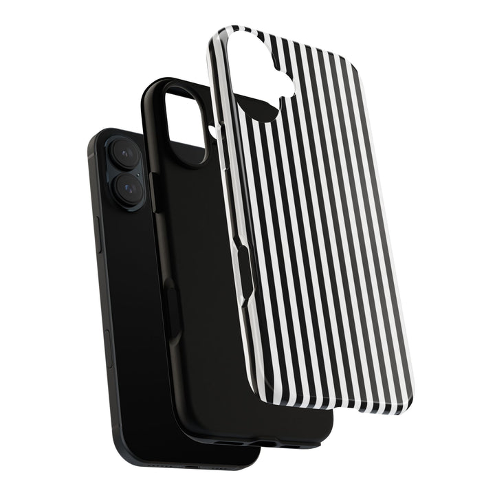 Tough Premium Black White Stripes Phone Case Gift for Her - For Apple iPhone 16 Pro Max 16e iPhone 15 Pro iPhone Iphone 14 Plus 13 Pro 12 SE XR - Studio40ParkLane