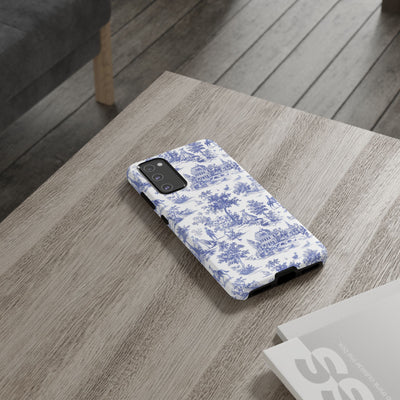 Premium Tough Blue French Toile Gift for Her Cute Phone Cases for Samsung and Iphone, 16, 15, 14, S24, S23, S22, S21, S20, Plus, Ultra, Pro