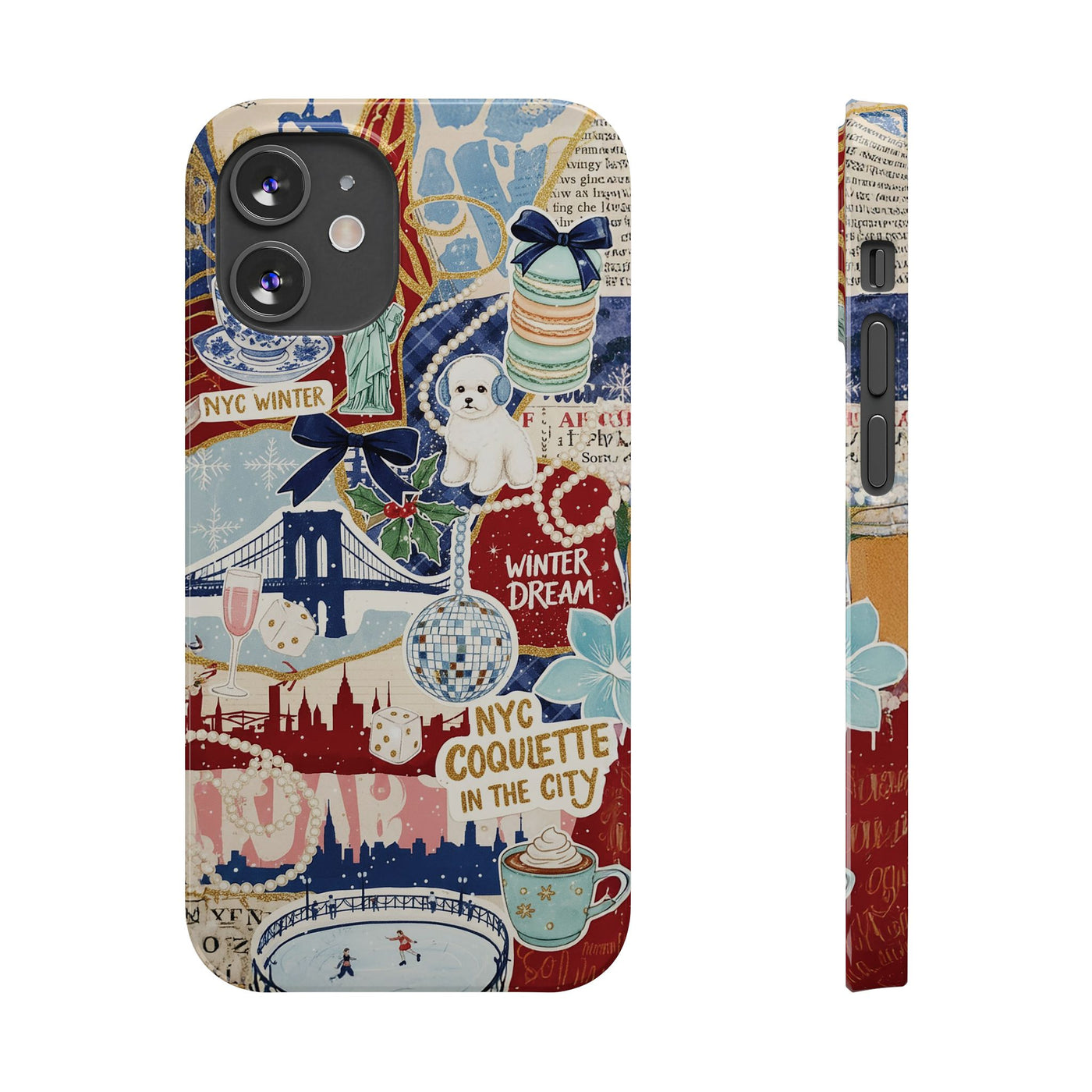 Slim New York Winter Coquette Collage Cute Phone Case for Iphone 16 - | iPhone 15 Pro Max Case | iPhone 14 Case Iphone 13 12 11 10 9 8 7 X - Studio40ParkLane