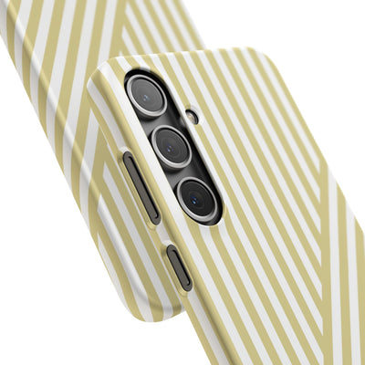 Aesthetic Yellow Beige Stripes Cute Phone Case Sleek Snap - For iPhone 17 Pro Max iPhone 16 Pro iPhone 15 Iphone 14 Plus 13 Pro 12 11 10 Gift
