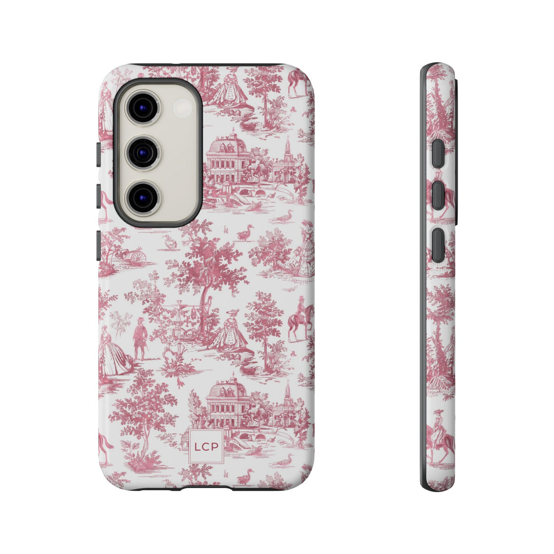 Personalized Custom French Toile Tough Cute Phone Case For Apple iPhone 18, 17, 16, 15 14, Pro Max, Samsung Galaxy S26, S25, S24 Plus Ultra