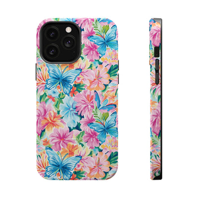 Butterflies Flowers Magsafe Cute Phone Case for Iphone Gift for Her, iPhone 16 Case iPhone 15 Pro Max Case, Iphone 14, Iphone 14 Pro Max, 13, 12