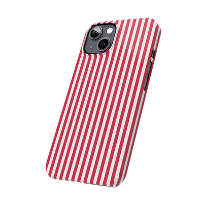 Slim Red Winterberry Striped Cute Phone Case for Iphone 16 - | iPhone 15 Pro Max Case | iPhone 14 Case 13 12 11 10 9 8 7 X XS Gift for Her