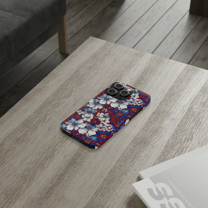 Slim Cute Phone Cases for Iphone - | iPhone 15 Case | iPhone 15 Pro Max Case, Iphone 14 Case, Iphone 14 Pro Max, Iphone 13, Red Blue Flowers - Studio40ParkLane
