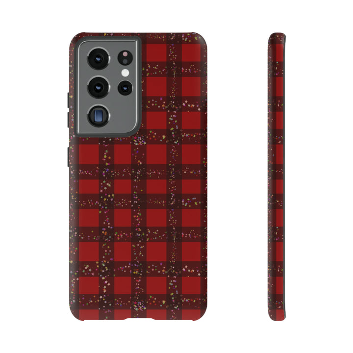 Samsung Phone Cases, Designer Samsung Galaxy S23 Phone Case, Samsung S22 Case, Samsung S21 Case, Samsung S20 Case, Red Festive Plaid - Studio40ParkLane