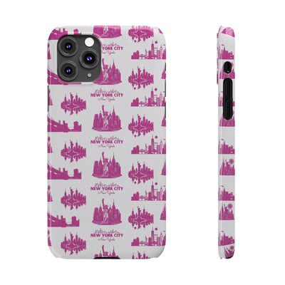 Slim New York Skyline Pink Collage Coquette Gift for Her Cute Phone Cases for Iphone 16 Pro Max | iPhone 15 Case | iPhone 15 Pro Max Case, Iphone 14, Iphone 14 Pro Max, Iphone 13 12 11 8 7