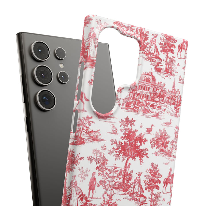 Snap French Toile Personalized Initial Custom Gift for Her Cute Phone Cases for Samsung S24, S23, S22, S21, S20, Plus and Ultra and Iphone, 16, 15, 14, 13, 12, 11. 10 - Studio40ParkLane