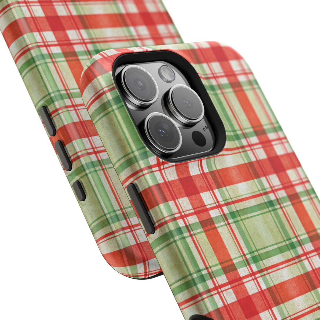 Aesthetic Tough Magsafe Red Green Checkered Phone Case - For iPhone 17 Pro Max iPhone 16 Pro iPhone 15 Iphone 14 Plus 13 Pro 12 11 10 - Studio40ParkLane