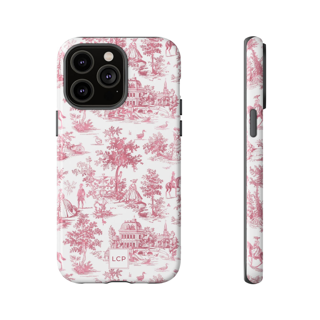 Personalized Custom French Toile Tough Cute Phone Case For Apple iPhone 18, 17, 16, 15 14, Pro Max, Samsung Galaxy S26, S25, S24 Plus Ultra