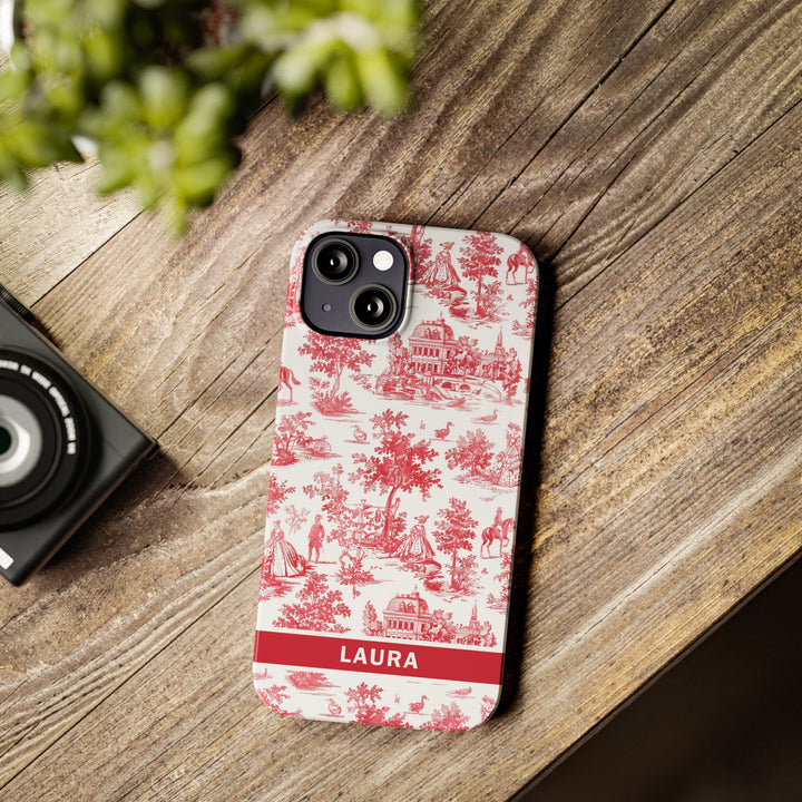 Slim French Toile Personalized Initial Custom Gift for Her Cute Phone Cases for Iphone 16 Pro Max | iPhone 15 Case | iPhone 15 Pro Max Case, Iphone 14, 13, 12, 11, 10, 8, 7 - Studio40ParkLane