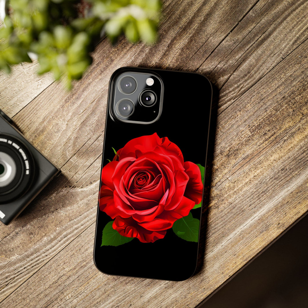 Slim Red Rose Flowers Gift for Her Cute Phone Cases for Iphone 16 Pro Max | iPhone 15 Case | iPhone 15 Pro Max Case, Iphone 14, Iphone 14 Pro Max, Iphone 13 12 11 8 7 - Studio40ParkLane