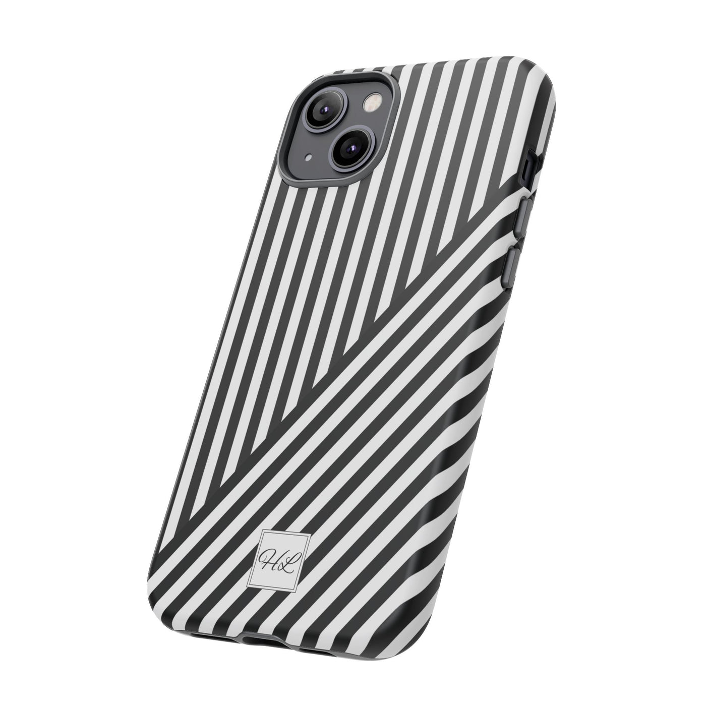 Custom Personalized Aesthetic Stripes Black White Tough Phone Case - For iPhone 17 Pro Max iPhone 16 Pro iPhone 15 Iphone 14 Plus 13 12 11 - Studio40ParkLane