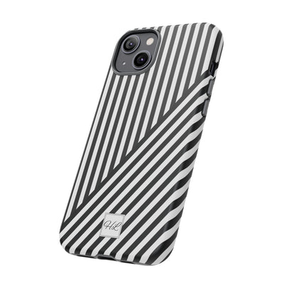 Custom Personalized Aesthetic Stripes Black White Tough Phone Case - For iPhone 17 Pro Max iPhone 16 Pro iPhone 15 Iphone 14 Plus 13 12 11 - Studio40ParkLane
