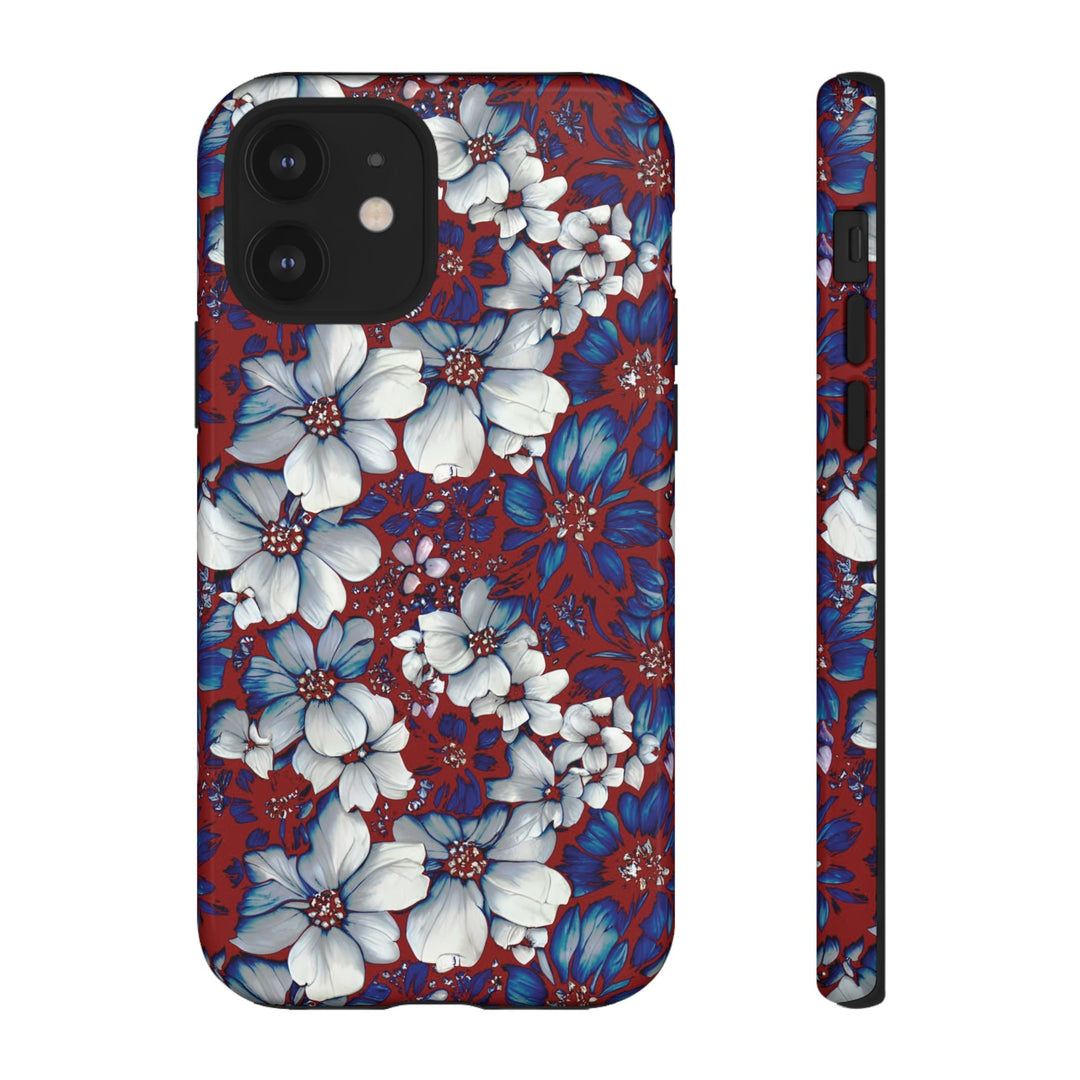 Cute IPhone Case | Red Blue Flowers, iPhone 15 Case | iPhone 15 Pro Case, Iphone 14 Case, Iphone 14 Pro Max Case, Protective Iphone Case - Studio40ParkLane