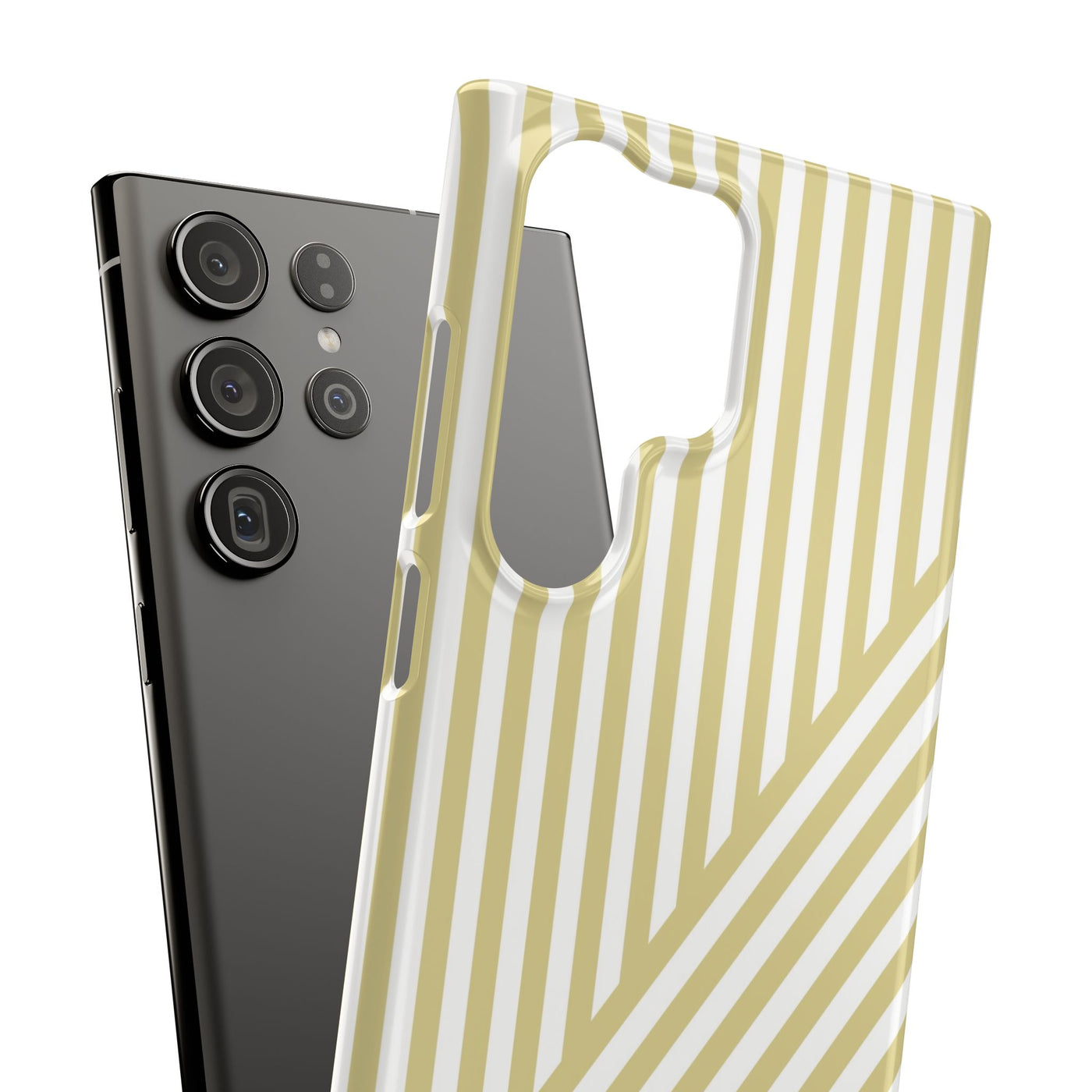 Aesthetic Yellow Beige Stripes Cute Phone Case Sleek Snap - For iPhone 17 Pro Max iPhone 16 Pro iPhone 15 Iphone 14 Plus 13 Pro 12 11 10 Gift