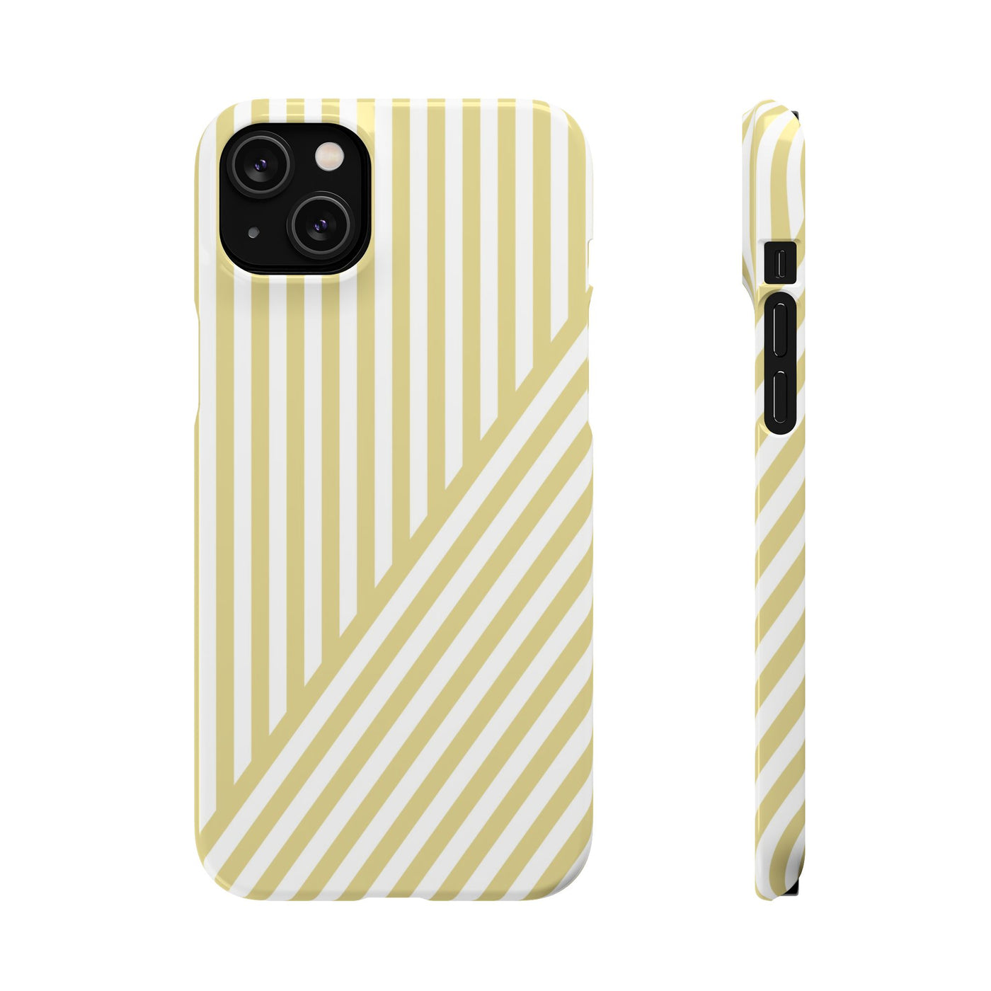 Aesthetic Yellow Beige Stripes Cute Phone Case Sleek Snap - For iPhone 17 Pro Max iPhone 16 Pro iPhone 15 Iphone 14 Plus 13 Pro 12 11 10 Gift