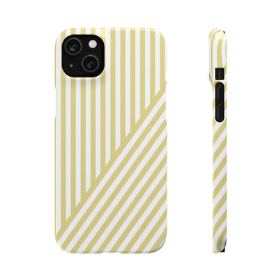 Aesthetic Yellow Beige Stripes Cute Phone Case Sleek Snap - For iPhone 17 Pro Max iPhone 16 Pro iPhone 15 Iphone 14 Plus 13 Pro 12 11 10 Gift