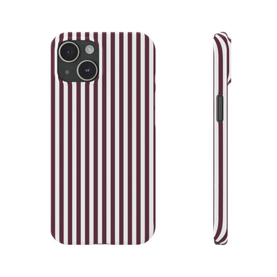 Slim Burgundy Wine Striped Cute Phone Case for Iphone 16 - | iPhone 15 Pro Max Case | iPhone 14 Case Iphone 13 12 11 10 9 8 7 Gift for Her - Studio40ParkLane