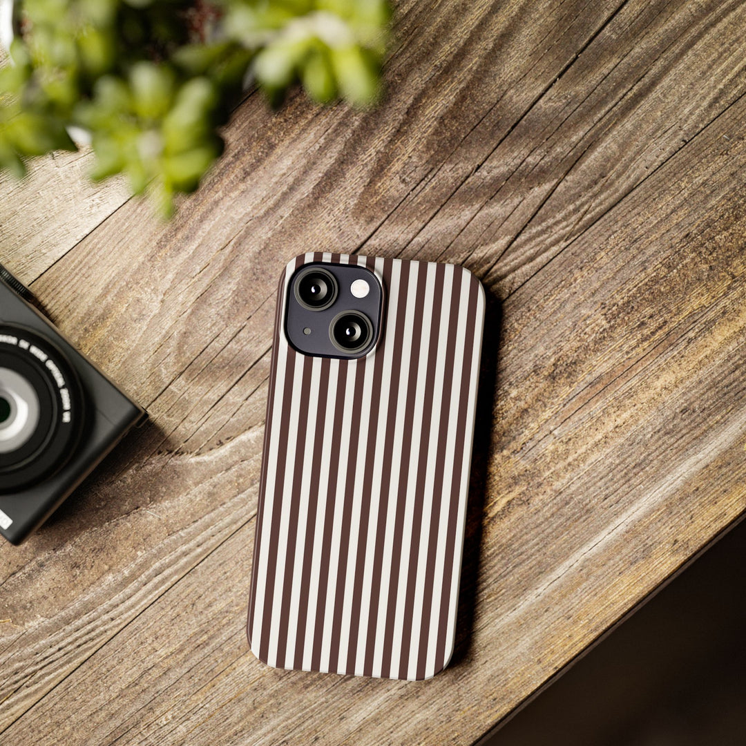 Slim Carriage Brown Striped Cute Phone Case for Iphone 16 - | iPhone 15 Pro Max Case | iPhone 14 Case Iphone 13 12 11 10 9 8 7 Gift for Her - Studio40ParkLane