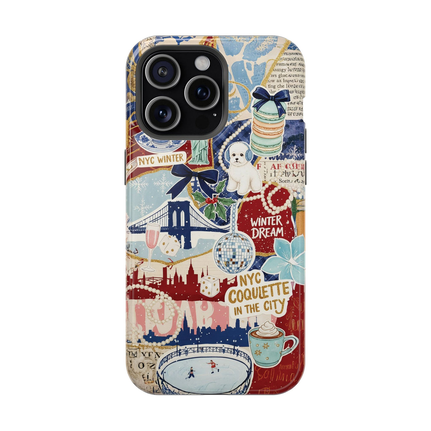 New York Winter Coquette Collage Tough Magsafe Cute Phone Cases for Iphone | iPhone 17 Pro Max Case, Iphone 16, Iphone 15 14 13 12 11 10 9