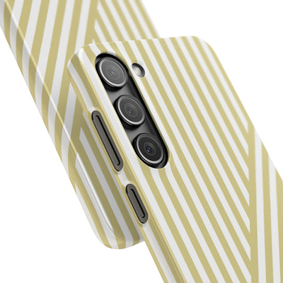 Aesthetic Yellow Beige Stripes Cute Phone Case Sleek Snap - For iPhone 17 Pro Max iPhone 16 Pro iPhone 15 Iphone 14 Plus 13 Pro 12 11 10 Gift