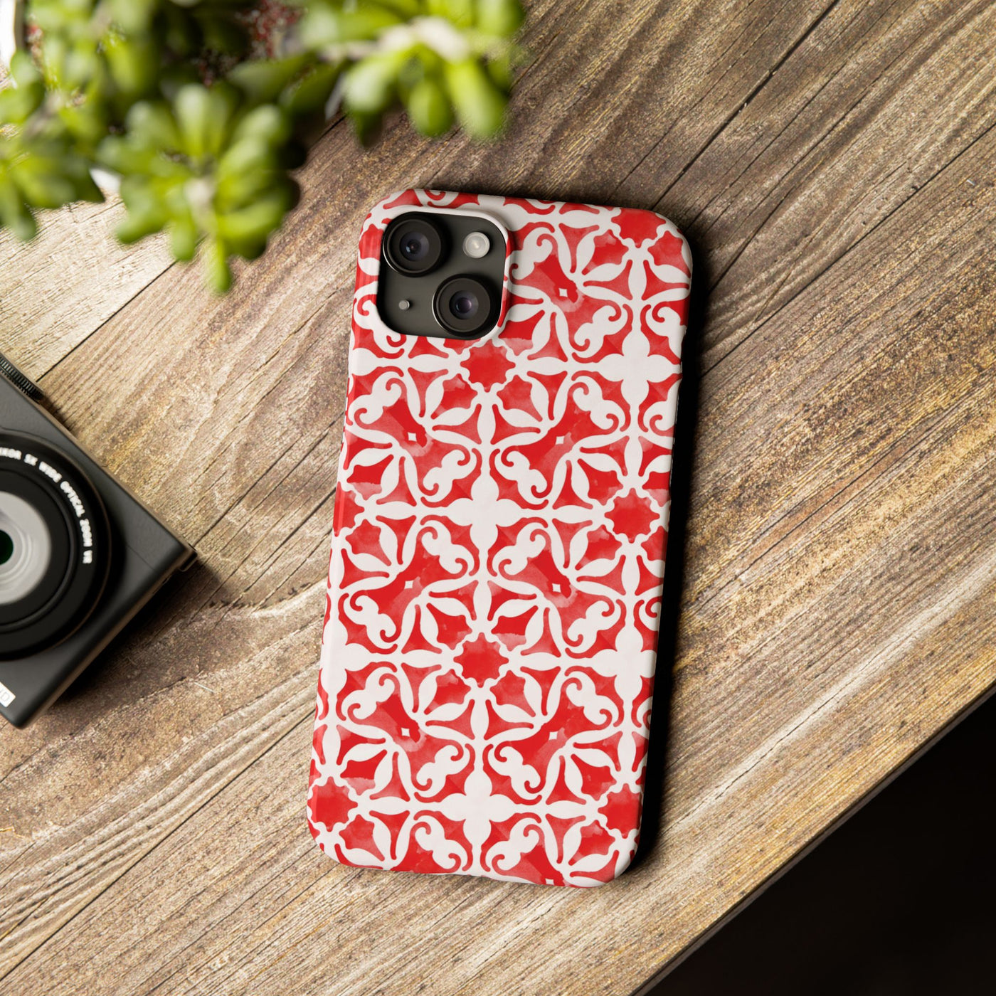 Slim Red Mosaic Gift for Her Cute Phone Cases for Iphone 16 Case | iPhone 15 Case | iPhone 15 Pro Max Case, Iphone 14, Iphone 14 Pro Max, Iphone 13, 12, 11, 10, 8,7