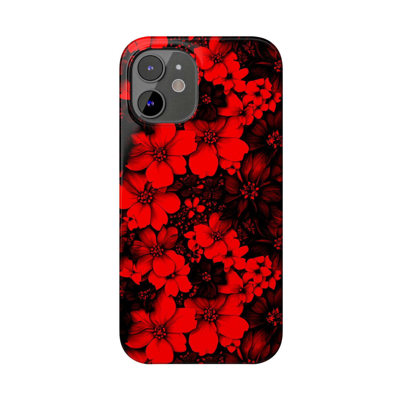 Slim Cute Phone Cases for Iphone - | iPhone 15 Case | iPhone 15 Pro Max Case, Iphone 14 Case, Iphone 14 Pro Max, Iphone 13, Red Black Flowers