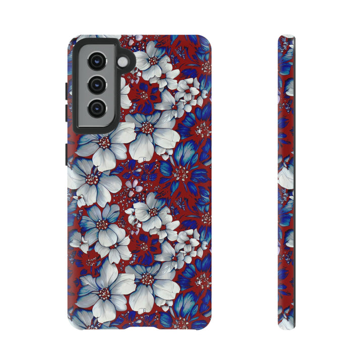 Cute Samsung Phone Case | Aesthetic Samsung Phone Case | Galaxy S23, S22, S21, S20 | Red Blue Flowers, Protective Phone Case - Studio40ParkLane