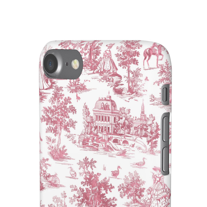 Sleek Snap Pink French Toile Cute Phone Case for iPhone 16 15 14 13 12 11 X Xs Max Xr Pro Plus Samsung Galaxy S24 S23 S22 S21 S20 Note Ultra