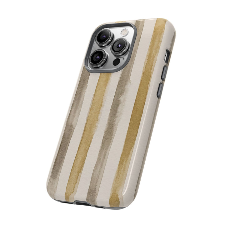 Tough Cute Brown Beige Stripes Phone Case, for IPhone 17 Pro Max | Iphone 17 Air, Iphone 16, IPhone 15, 14 13 12, Samsung Galaxy S26, S25, S24, S23 - Studio40ParkLane