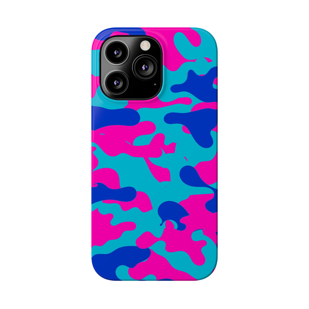 Slim Cute Phone Cases for Iphone - | iPhone 15 Case | iPhone 15 Pro Max Case, Iphone 14 Case, Iphone 14 Pro Max, Iphone 13, Blue Pink Camouflage - Studio40ParkLane