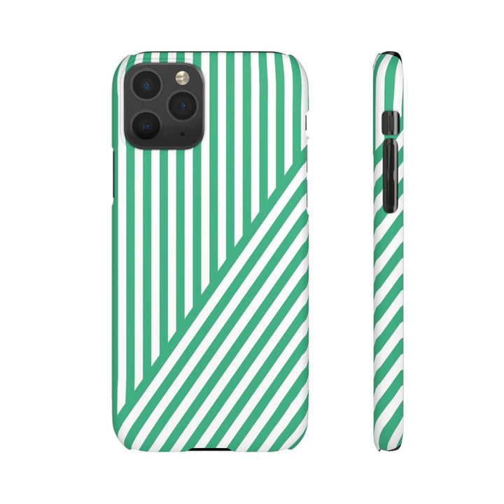Aesthetic Emerald Stripes Cute Phone Case Sleek Snap - For iPhone 17 Pro Max iPhone 16 Pro iPhone 15 Iphone 14 Plus 13 Pro 12 11 10 Gift