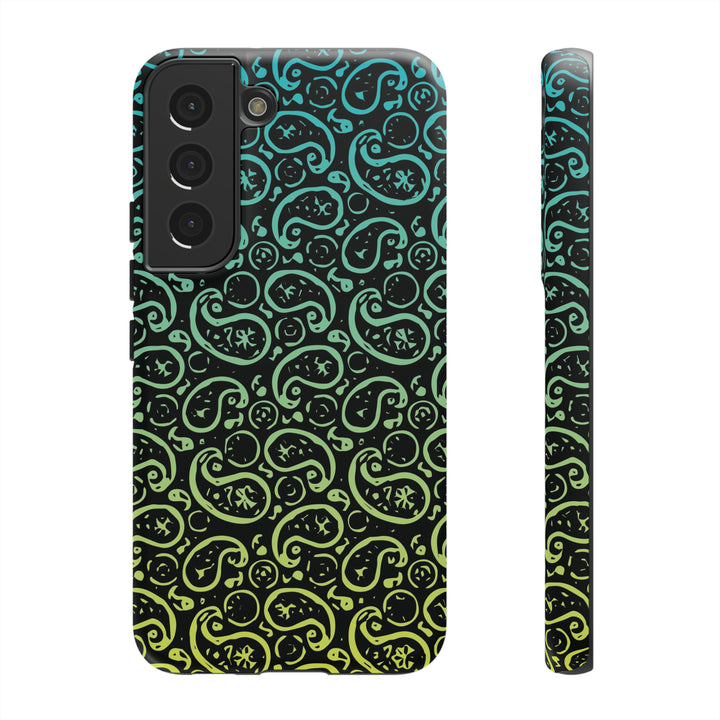 Cute Samsung Phone Case | Aesthetic Samsung Phone Case | Paisley Blue Yellow Black | Galaxy S23, S22, S21, S20 | Luxury Double Layer | Cool - Studio40ParkLane