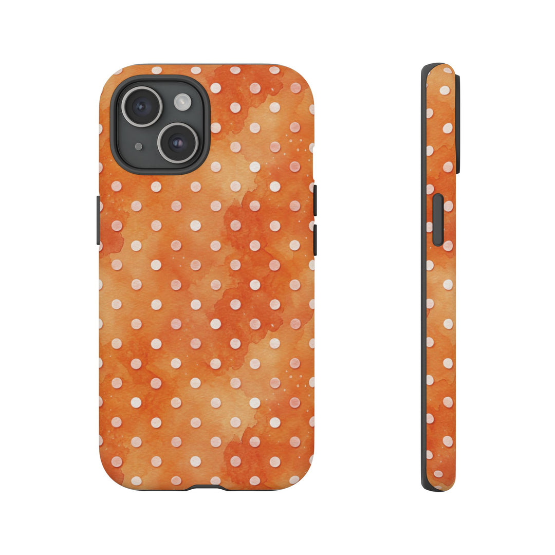 Aesthetic Tough Orange Polka Dots Watercolor Phone Case - For iPhone 17 Pro Max iPhone 16 Pro iPhone 15 Iphone 14 Plus 13 Pro 12 11 10 XR - Studio40ParkLane