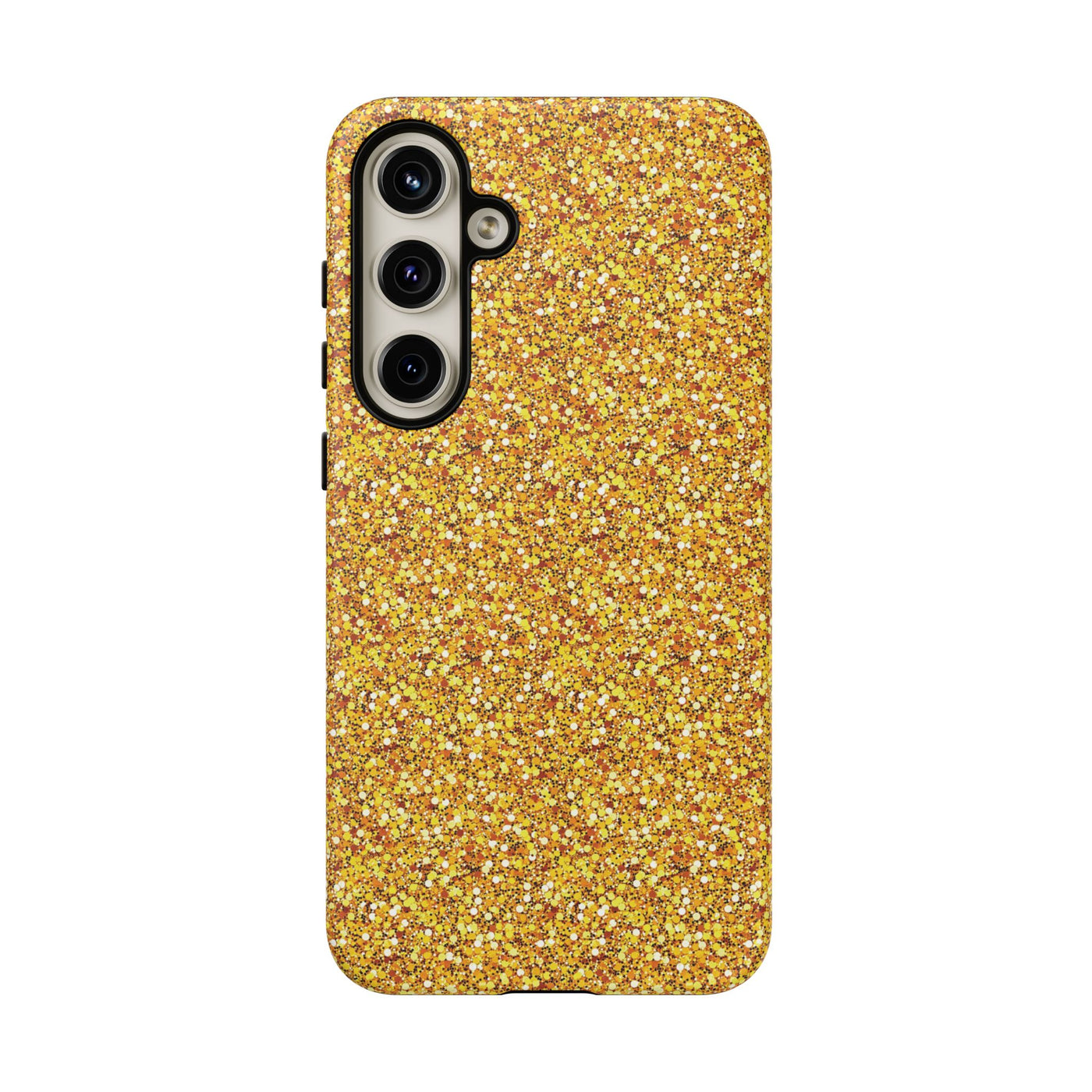 Chic Gold Faux Play on Glitter Effect Cute Phone Case, for IPhone 16 pro Max | Iphone 15, Iphone 14, IPhone 13 Case, 11 8 7, Samsung Galaxy S24, S23, S22, S21, 2 Layer Protection